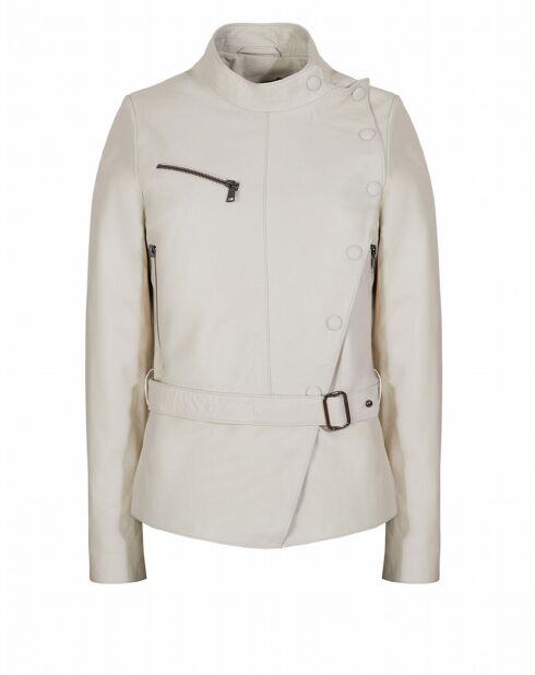 Blouson en Cuir d'Agneau Naya blanc