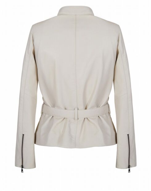 Blouson en Cuir d'Agneau Naya blanc
