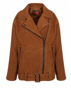 Veste en Velours de Cuir de Chèvre Ninala Vel cognac
