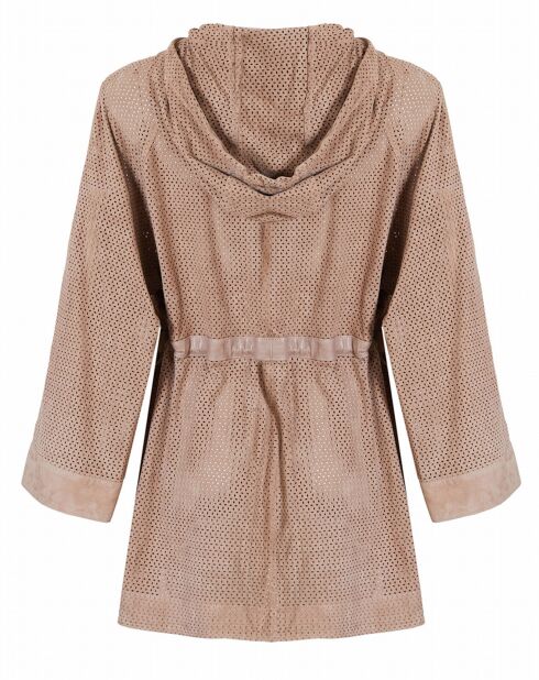 Veste 3/4 en Velours de Cuir de Chèvre Octavia Vel sable perfo