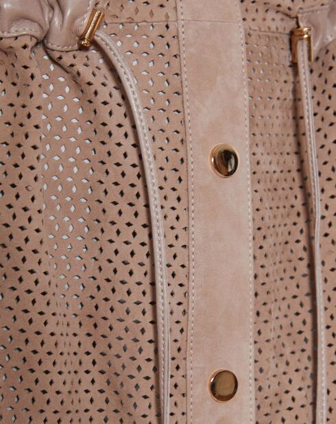 Veste 3/4 en Velours de Cuir de Chèvre Octavia Vel sable perfo