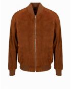 Blouson en Velours de Cuir de Chèvre Orlando Vel cognac
