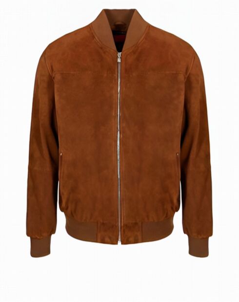 Blouson en Velours de Cuir de Chèvre Orlando Vel cognac