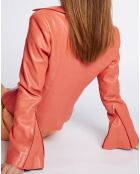 Veste en Cuir d'Agneau Pelagie Waxy tangerine