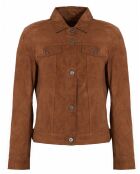 Blouson en Velours de Cuir de Chèvre Piura Vel cognac