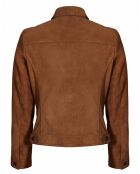Blouson en Velours de Cuir de Chèvre Piura Vel cognac