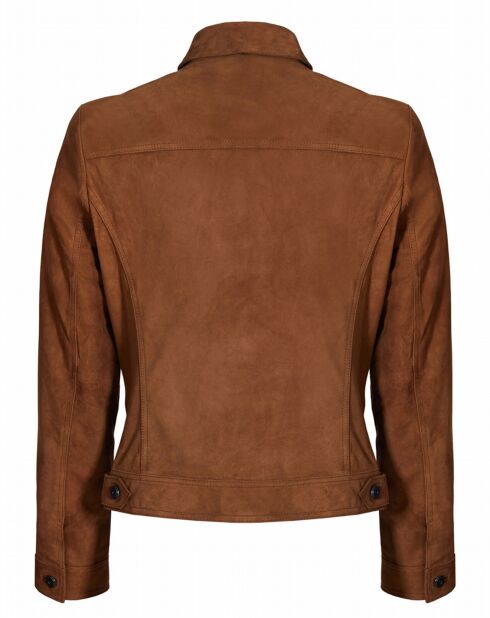 Blouson en Velours de Cuir de Chèvre Piura Vel cognac