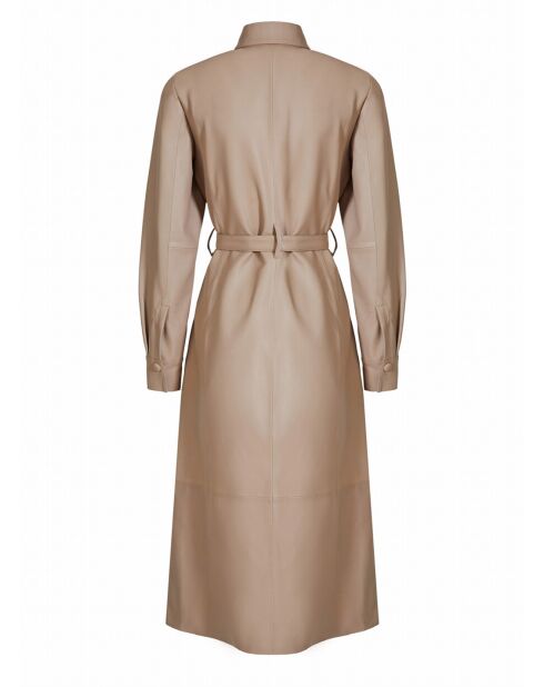 Manteau en Cuir d'Agneau Princesa sable