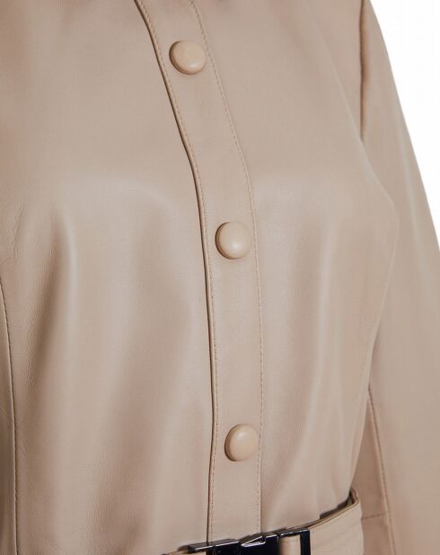 Manteau en Cuir d'Agneau Princesa sable