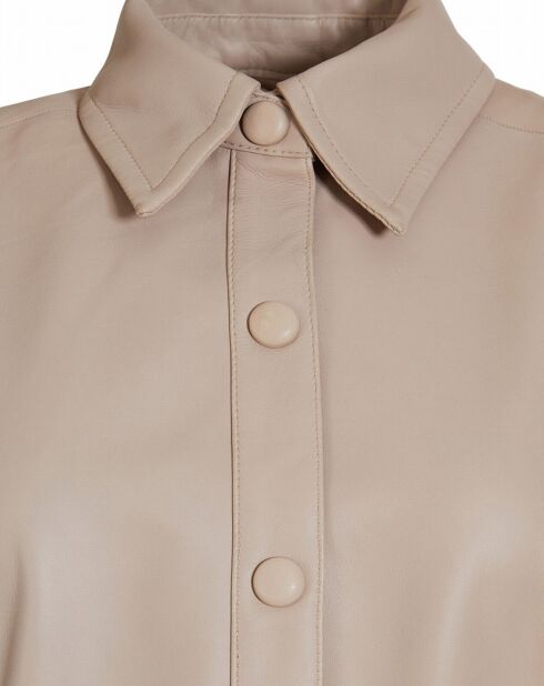Manteau en Cuir d'Agneau Princesa sable