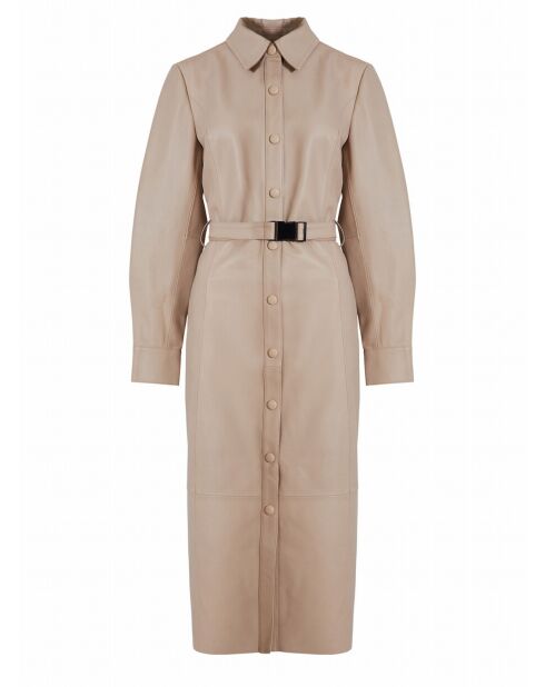 Manteau en Cuir d'Agneau Princesa sable