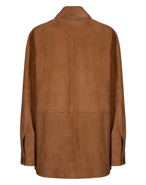 Veste en Velours de Cuir de Chèvre Romano Vel beige