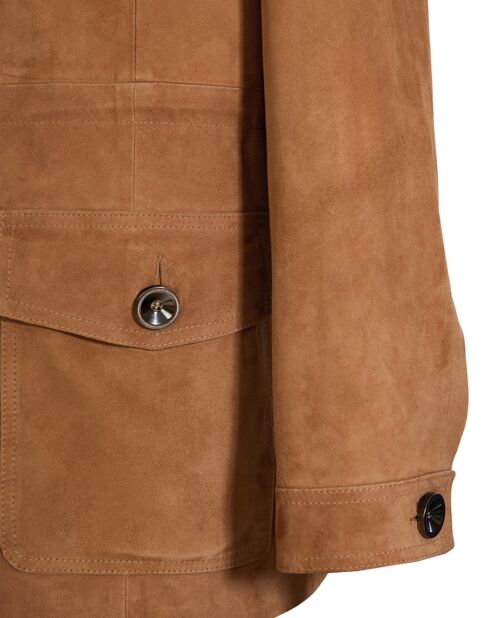 Veste en Velours de Cuir de Chèvre Romano Vel beige