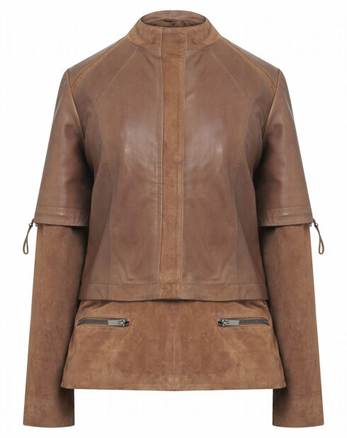 Veste en Cuir d'Agneau Romy cognac