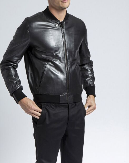 Blouson en Cuir d'Agneau Ronaldo Agora noir