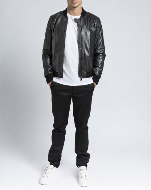 Blouson en Cuir d'Agneau Ronaldo Agora noir