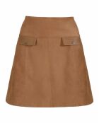 Jupe en Velours de Cuir de Chèvre Rosaline Vel biscuit