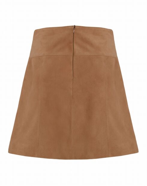 Jupe en Velours de Cuir de Chèvre Rosaline Vel biscuit