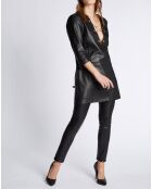 Robe en Cuir d'Agneau Serine Waxy noire