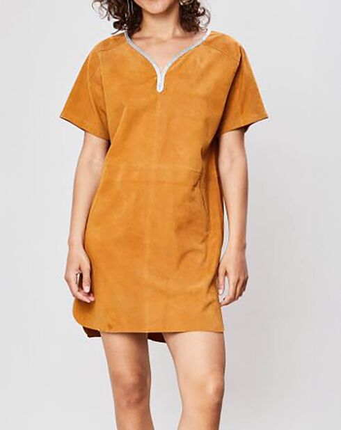 Robe en Velours de Cuir de Chèvre Servane Vel curcuma