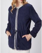 Veste en Velours de Cuir de Chèvre Sirine Vel marine