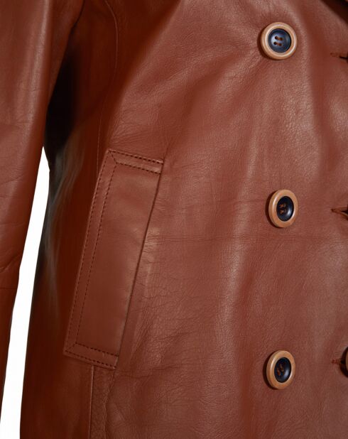 Veste en Cuir d'Agneau Soisic Waxy whisky