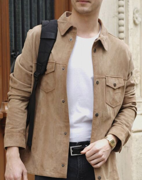 Chemise en Velours de Cuir de Chèvre Solal Vel sable