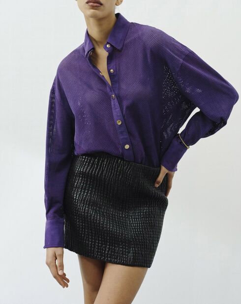 Chemise en Velours de Cuir de Chèvre Sonita Vel violette