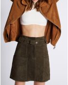 Blouson en Velours de Cuir de Chèvre Swan Vel camel