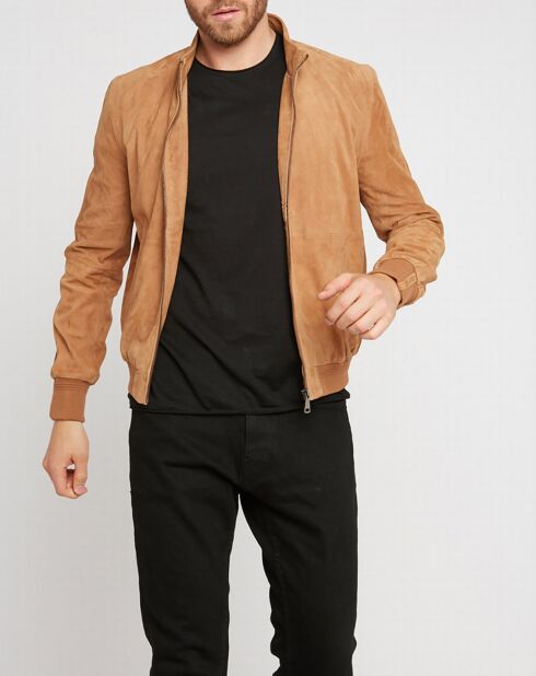 Blouson en Velours de Cuir de Chèvre Travis Vel camel