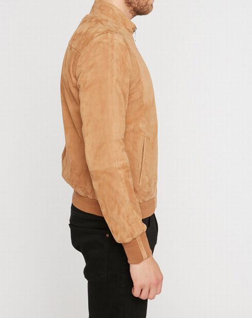Blouson en Velours de Cuir de Chèvre Travis Vel camel