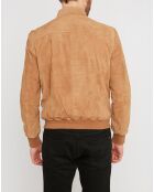 Blouson en Velours de Cuir de Chèvre Travis Vel camel