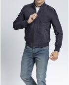 Blouson en Velours de Cuir de Chèvre Travis Vel marine