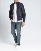 Blouson en Velours de Cuir de Chèvre Travis Vel marine