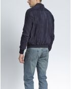 Blouson en Velours de Cuir de Chèvre Travis Vel marine