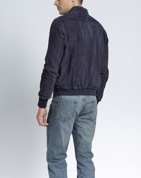 Blouson en Velours de Cuir de Chèvre Travis Vel marine