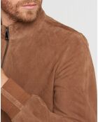 Blouson en Velours de Cuir de Chèvre Travis Vel taupe
