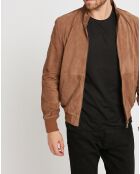 Blouson en Velours de Cuir de Chèvre Travis Vel taupe