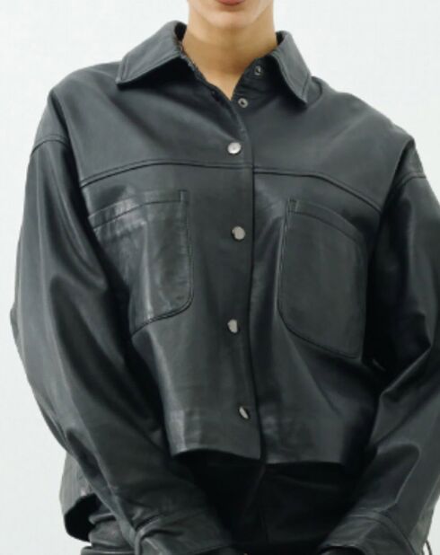 Chemise en Cuir d'Agneau Valais noire
