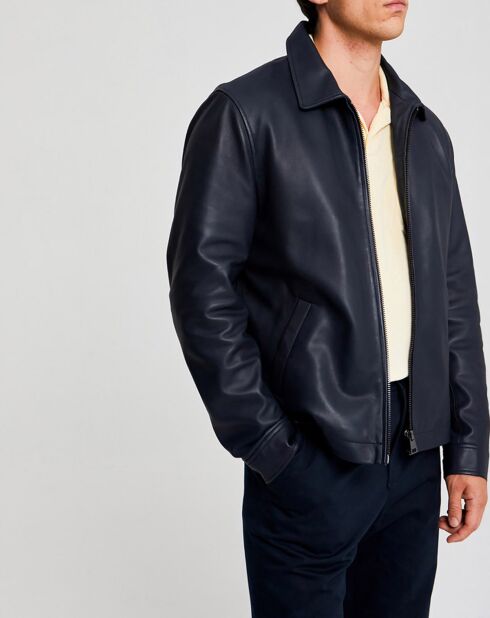Veste en Cuir d'Agneau Waterloo marine