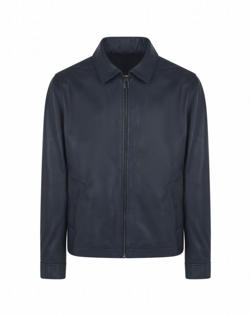 Veste en Cuir d'Agneau Waterloo marine