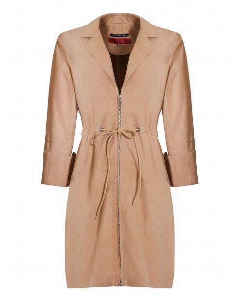 Robe en Cuir d'Agneau Kathelane Vel biscuit