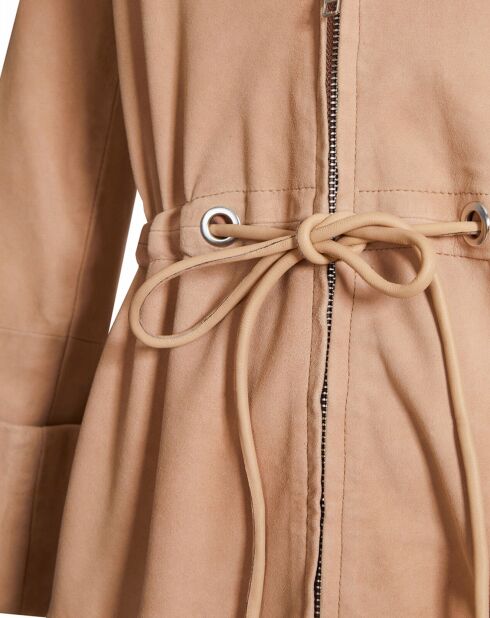 Robe en Cuir d'Agneau Kathelane Vel biscuit