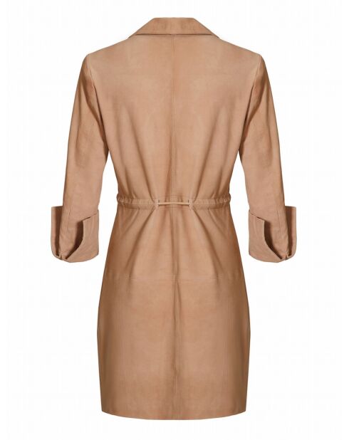 Robe en Cuir d'Agneau Kathelane Vel biscuit