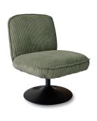 Fauteuil pivotant velour côtelé pied métal funky vert - 62x74x75 cm