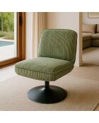 Fauteuil pivotant velour côtelé pied métal funky vert - 62x74x75 cm