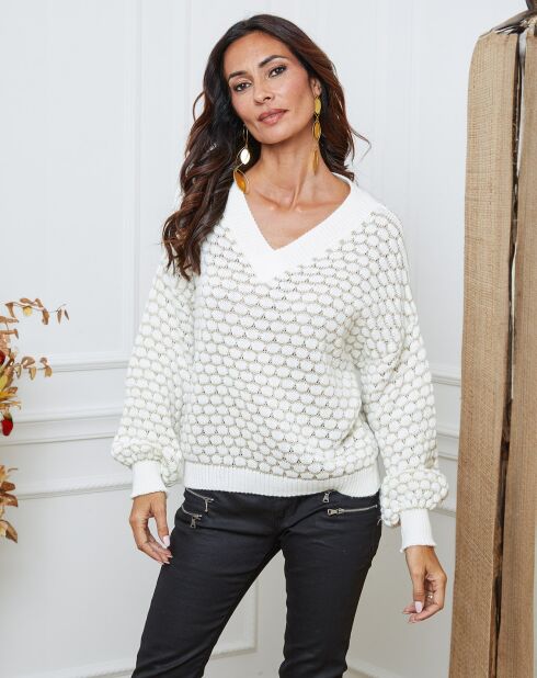 Pull Azul blanc