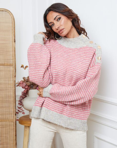 Pull Calinia beige/fushia