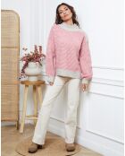 Pull Calinia beige/fushia