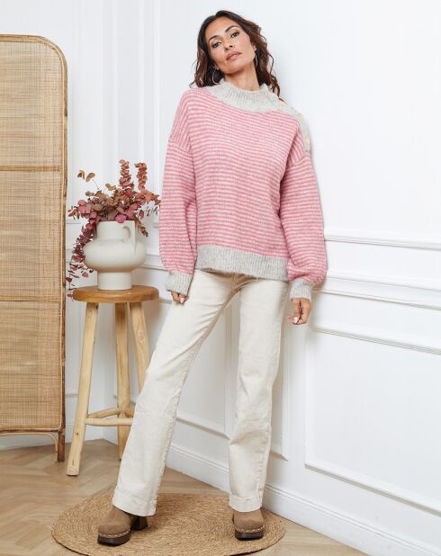 Pull Calinia beige/fushia